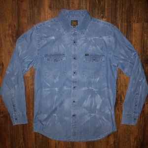 Obey Blue Denim Chambray Shirt Small Rare Piece!